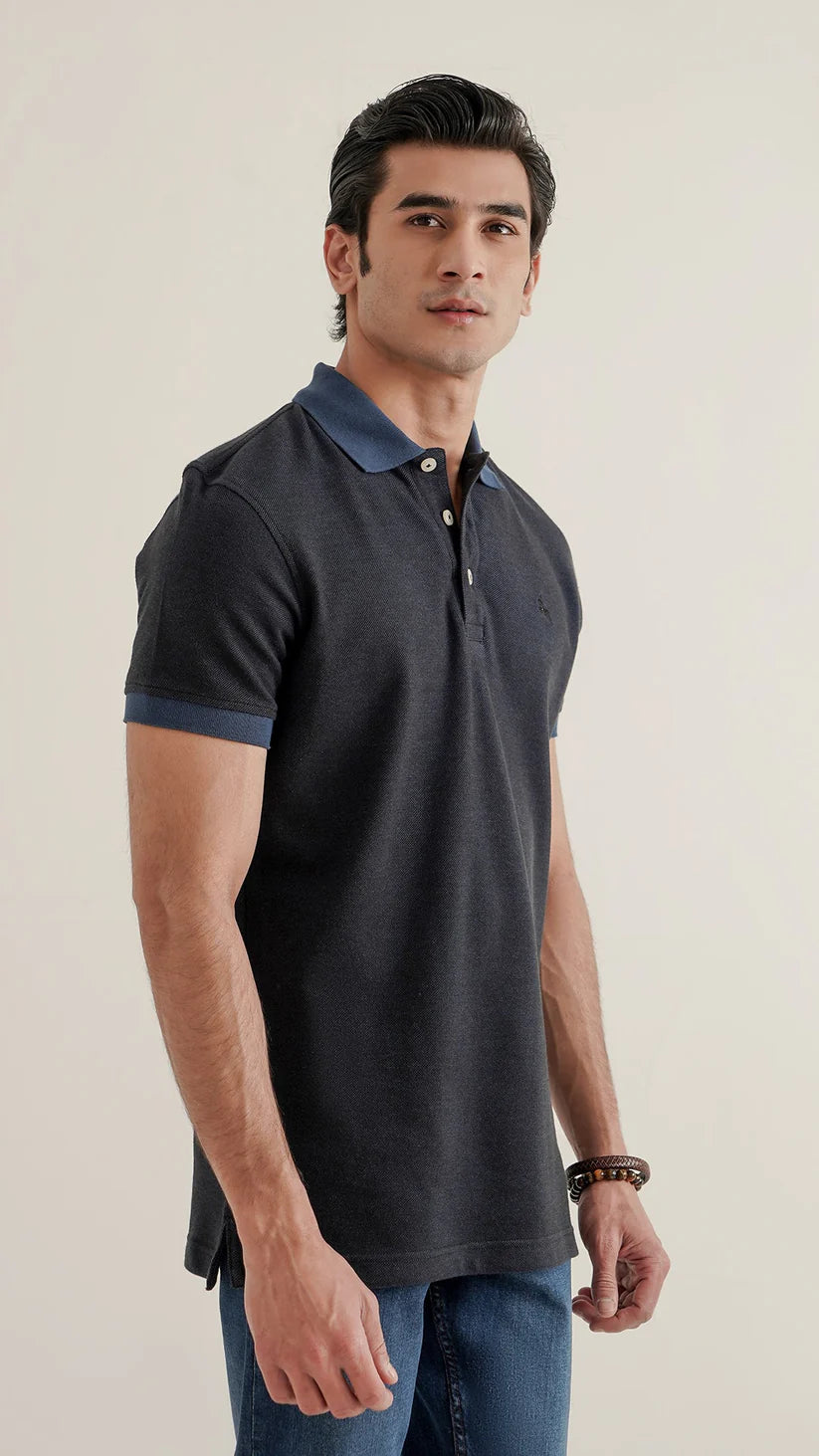 Markhor - Gold Series Blue Black Yarn Dyed Polo 1007
