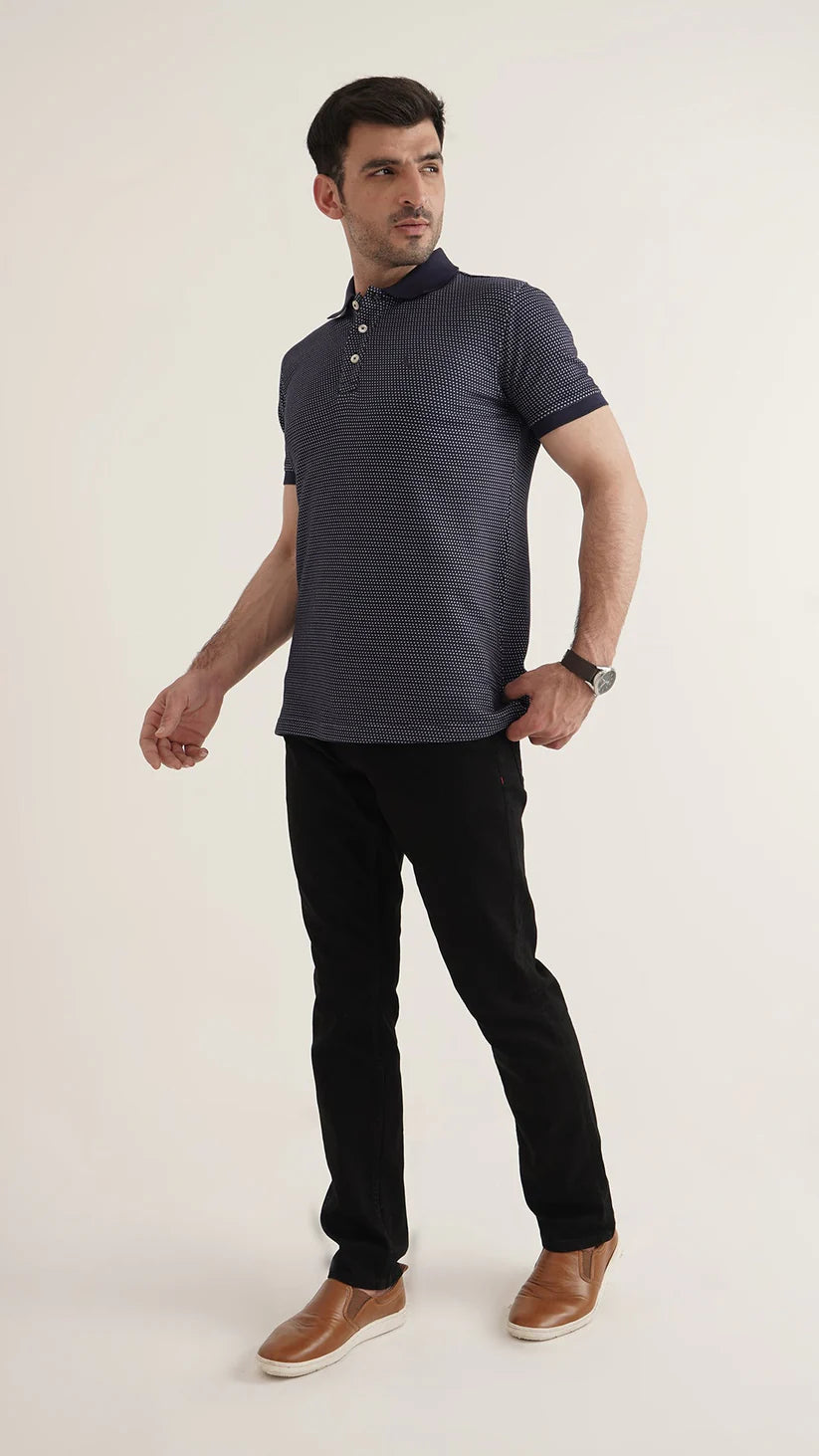 Markhor - Gold Series Navy and Sky Jacquard Polo 1003