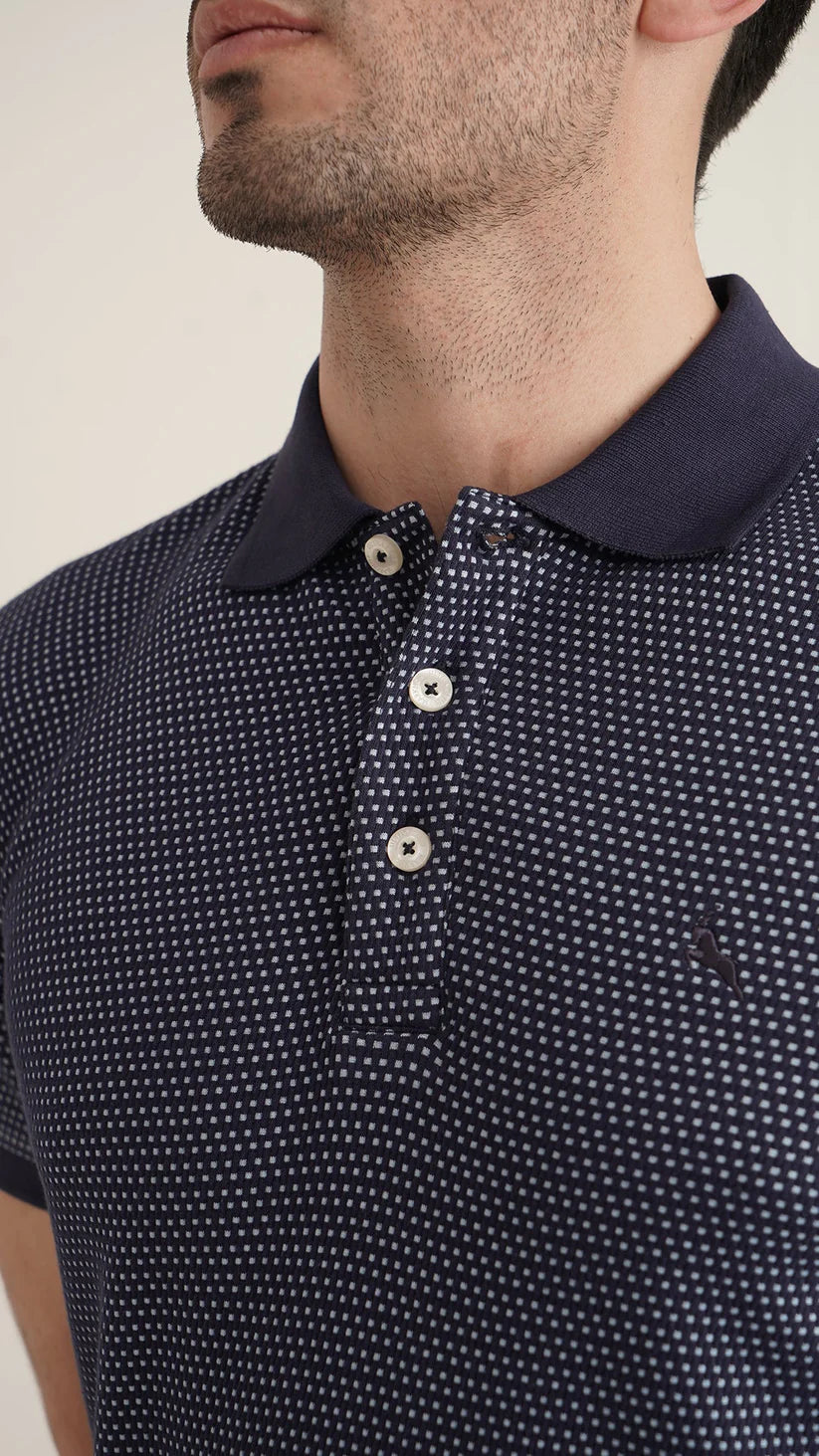 Markhor - Gold Series Navy and Sky Jacquard Polo 1003
