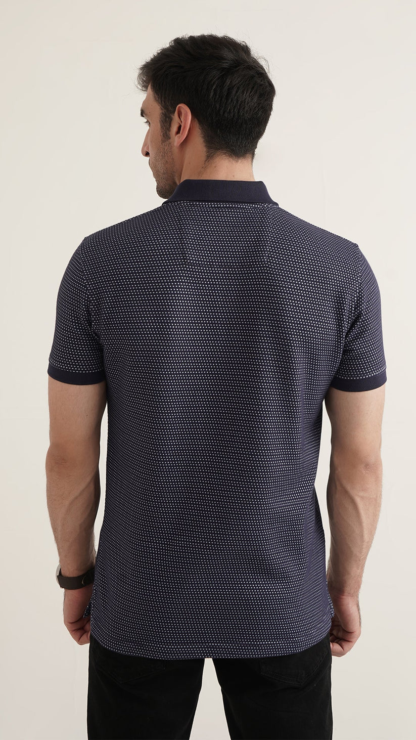 Markhor - Gold Series Navy and Sky Jacquard Polo 1003